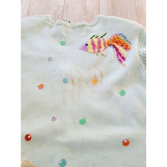 Vintage Design‎ Options Phillip & Jane Gordon XXL Sweater Fish Life *Stains!! - Picture 4 of 13